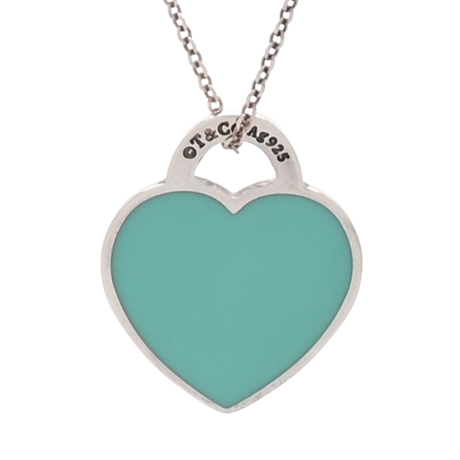 Tiffany Sterling Silver Enamel Small Return to Tiffany Heart Pendant Necklace Blue 6 of 7