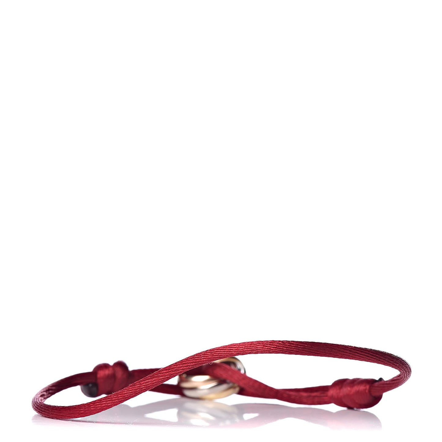 18K Pink Yellow White Gold Trinity Cord Bracelet Red