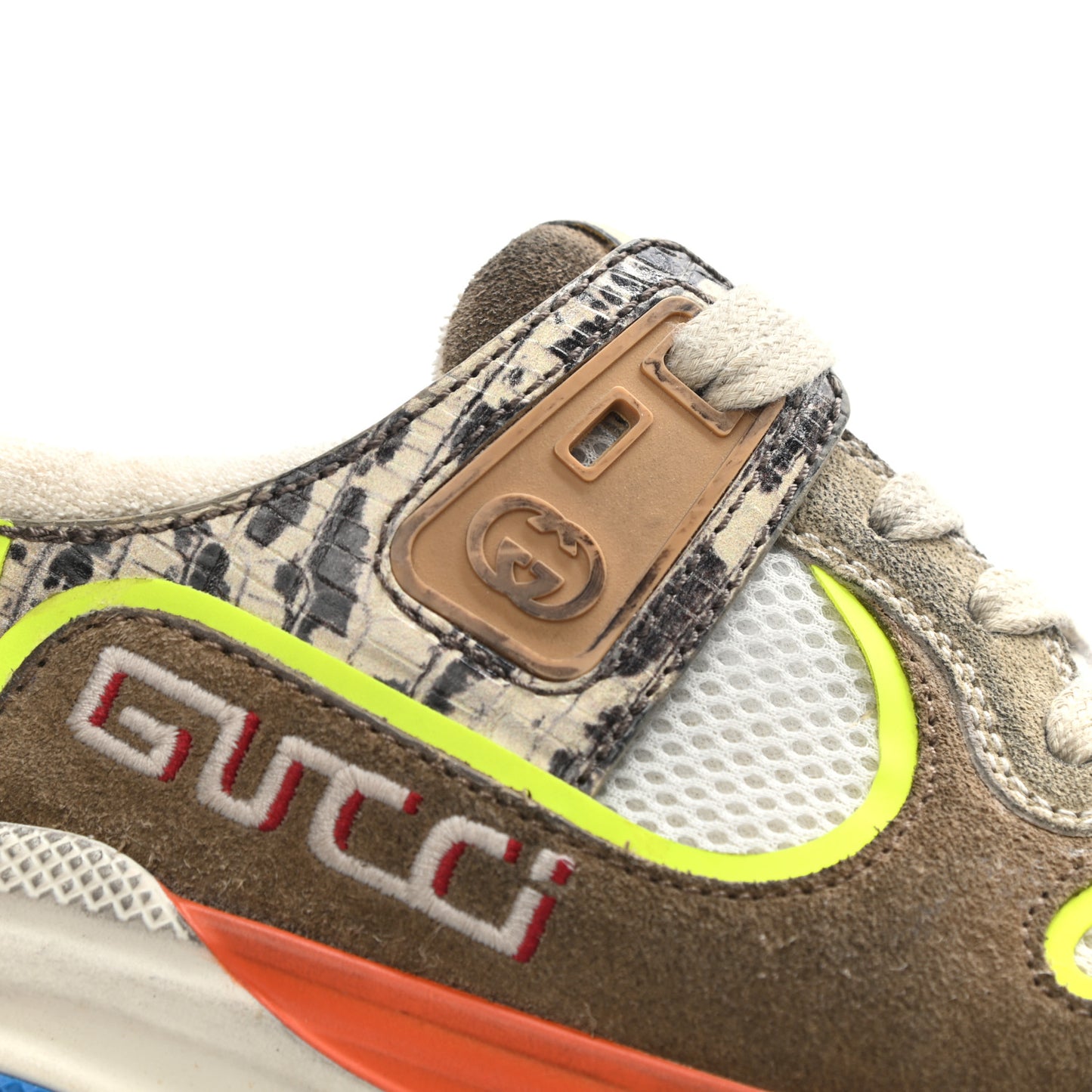 Suede Calfskin Tejus Printed Womens Ultrapace Sneakers 38 Natural Ardesia Neon Yellow