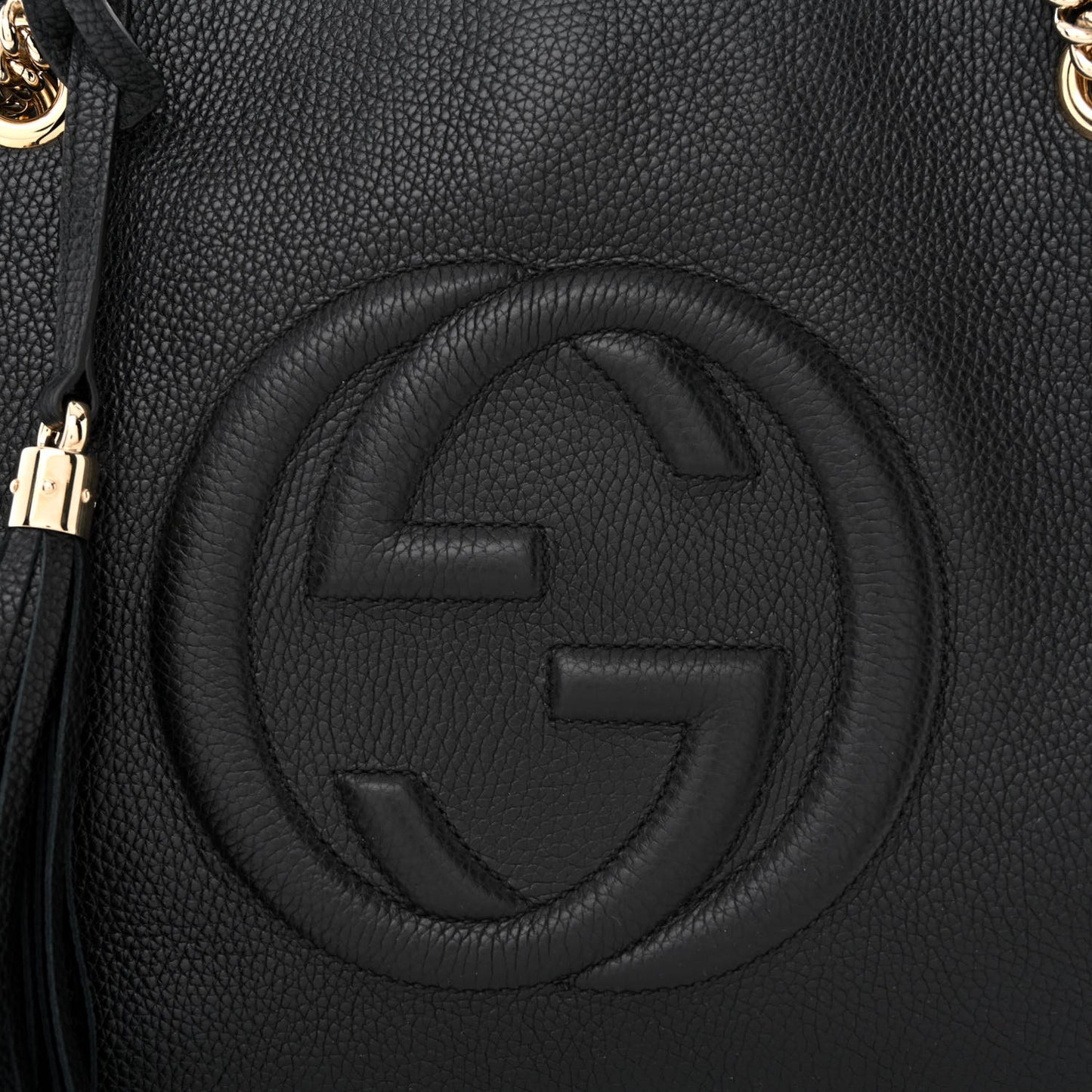 Pebbled Calfskin Medium Soho Chain Shoulder Bag Black
