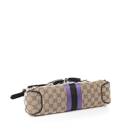 Gucci Monogram Horsebit Web Flap Bag Brown Purple 3 of 9