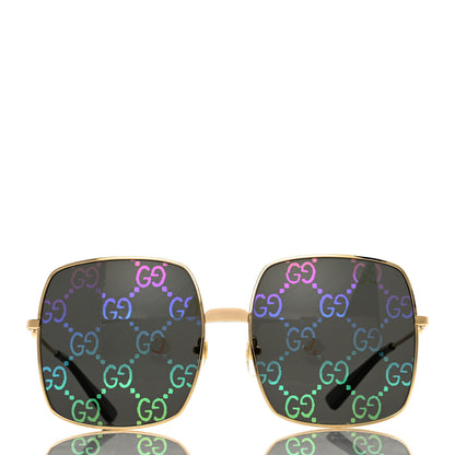 Gucci Metal Rectangular Frame Sunglasses GG0414S Gold Multicolor 2 of 10
