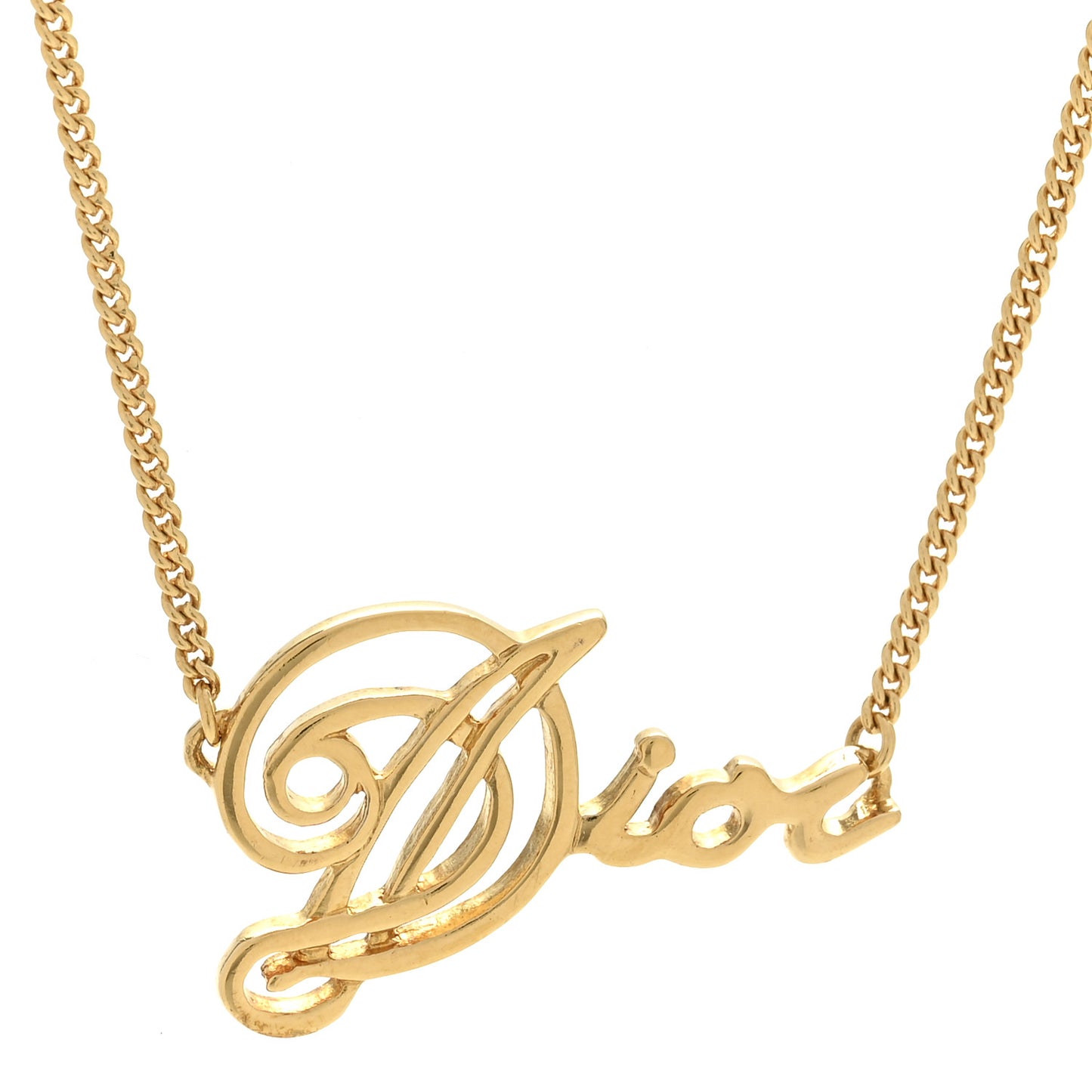 Metal Cursive Logo Necklace Gold