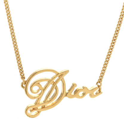 Christian Dior Metal Cursive Logo Necklace Gold 4 of 6