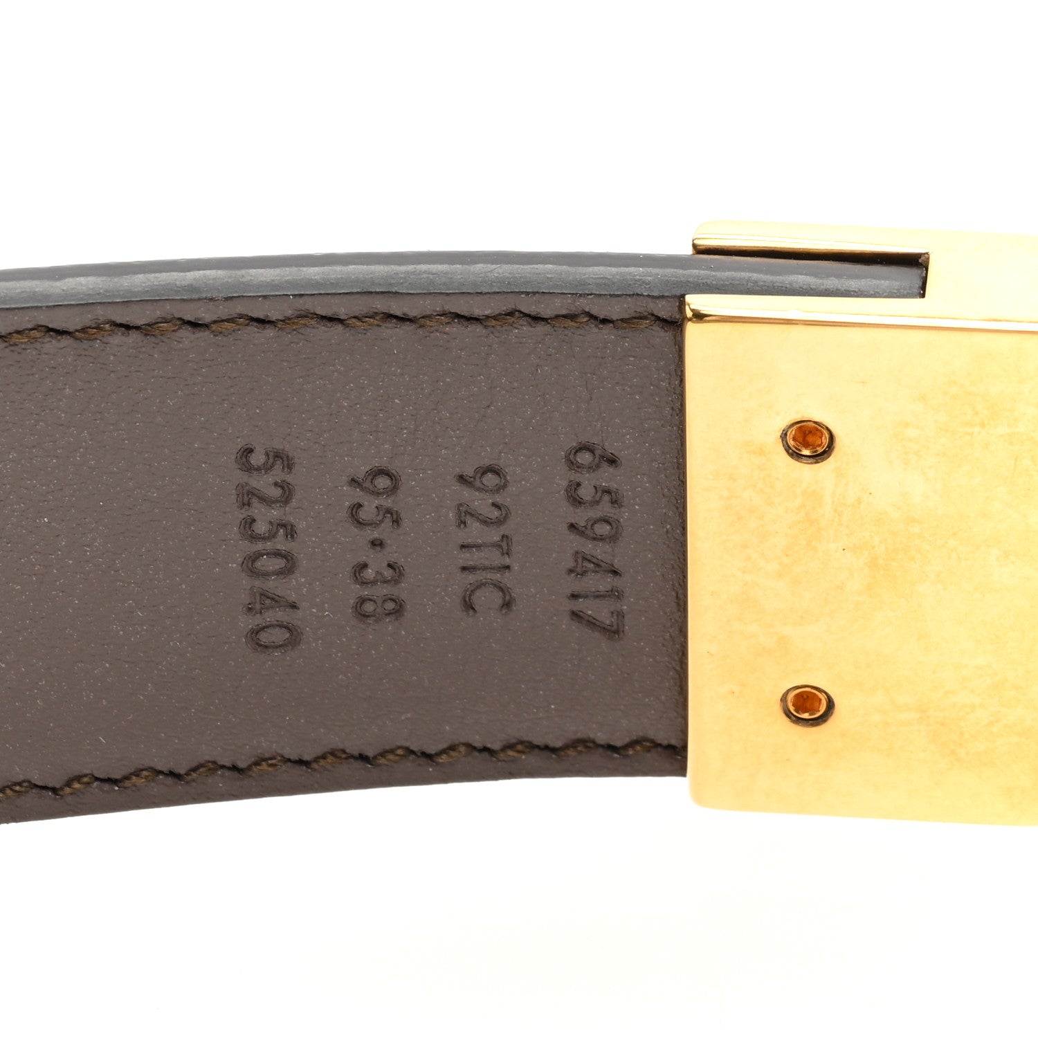 Gucci GG Supreme Monogram Plutone Calfskin Double G Reversible 30mm Belt 95 38 Beige Ebony New Acero 4 of 5