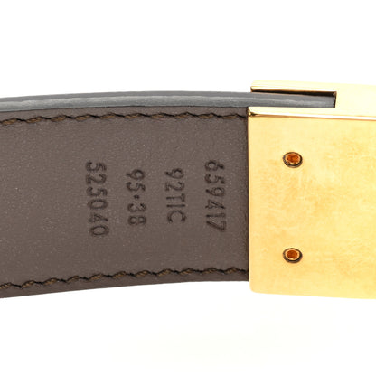 Gucci GG Supreme Monogram Plutone Calfskin Double G Reversible 30mm Belt 95 38 Beige Ebony New Acero 4 of 5