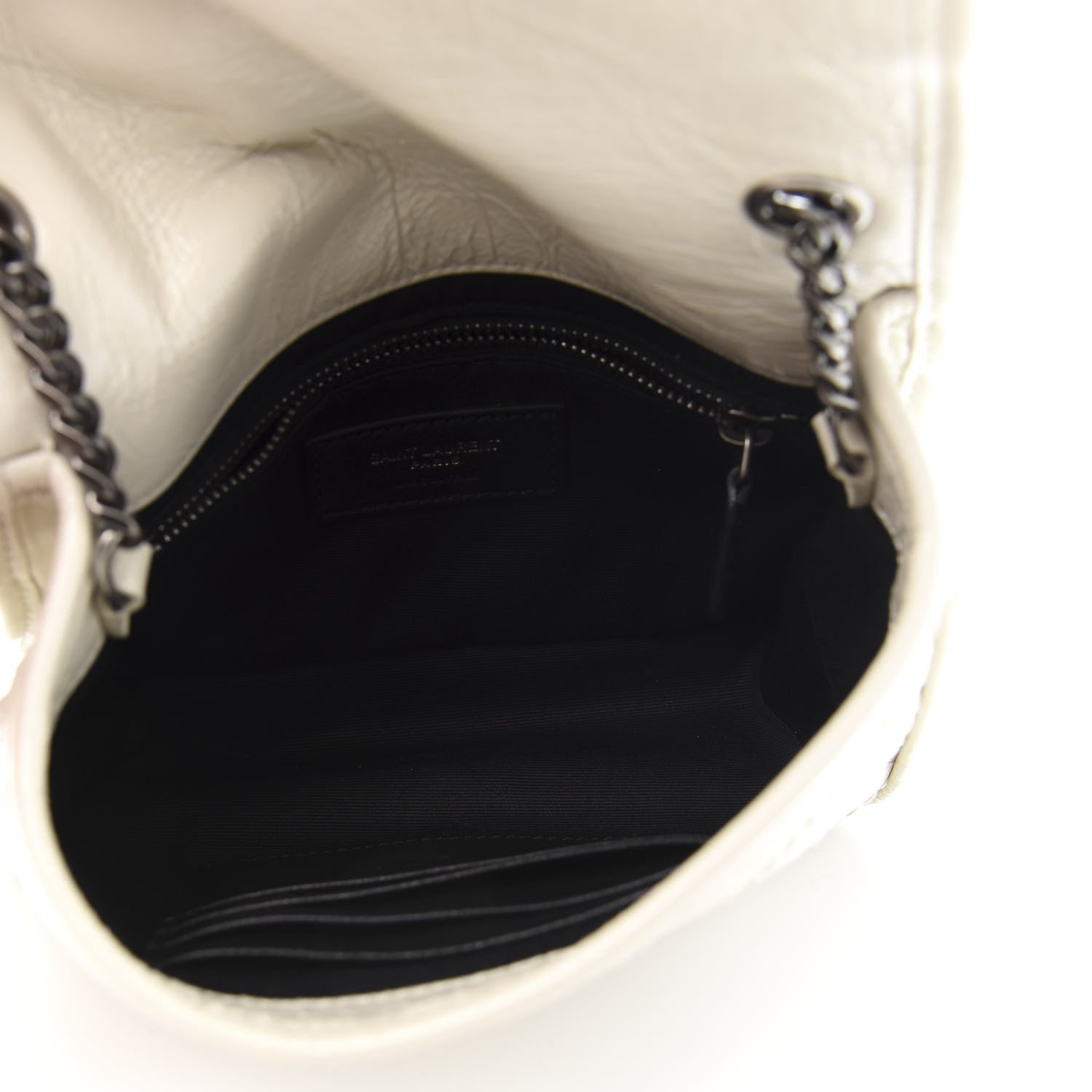 Saint Laurent Crinkled Calfskin Matelasse Monogram Niki Chain Wallet Crema Soft 5 of 10