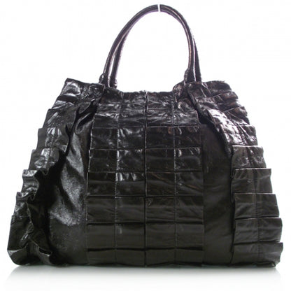 Miu Miu Leather Vitello Lux Pleated Tote Black 1 of 11