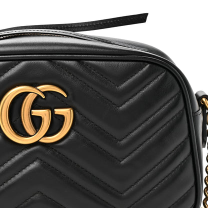 Gucci Calfskin Matelasse Small GG Marmont Chain Shoulder Bag Black 8 of 10