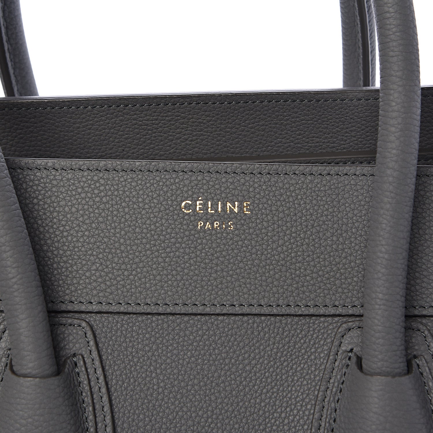 Celine Drummed Calfskin Mini Luggage Kohl 6 of 11