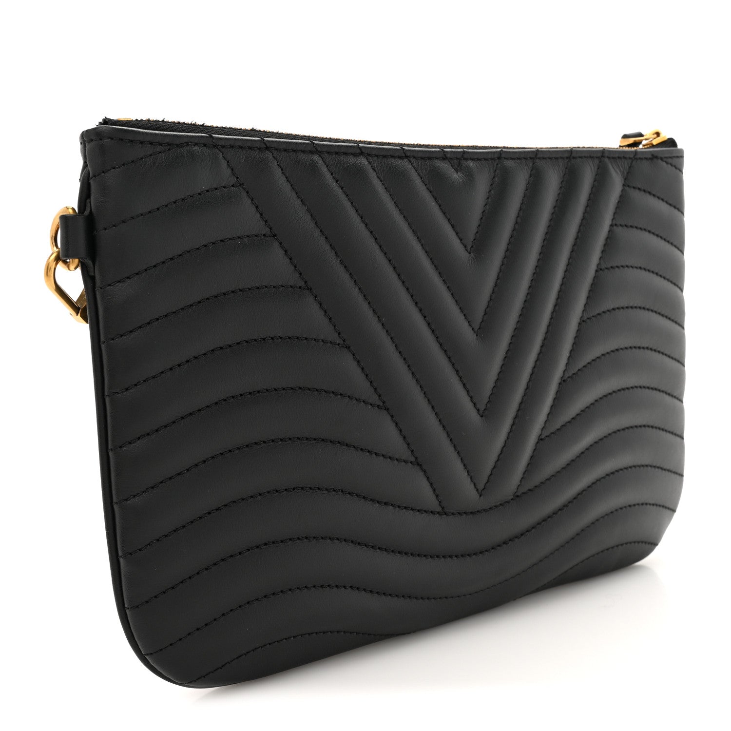 Louis Vuitton Calfskin New Wave Zipped Pochette Black 3 of 6