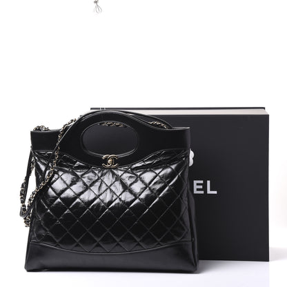 Chanel Aged Calfskin Quilted Large 31 Shopping Bag Black 10 of 10