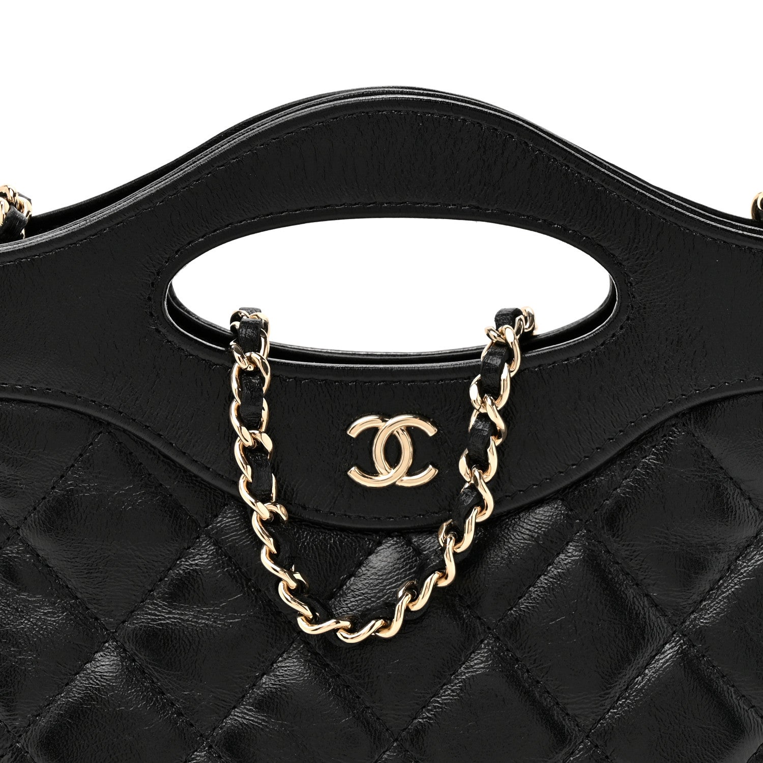 Chanel Shiny Crumpled Calfskin Quilted Nano 31 Shopping Bag Black 8 of 11