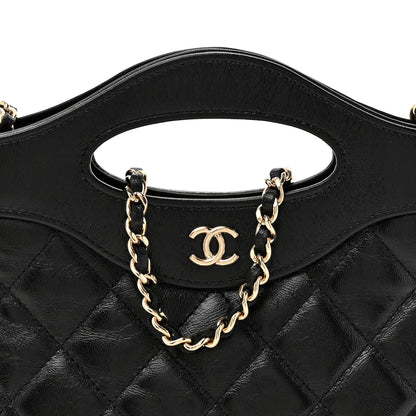 Chanel Shiny Crumpled Calfskin Quilted Nano 31 Shopping Bag Black 8 of 11