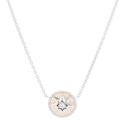 Christian Dior 18K White Gold Diamond Mother of Pearl Rose Des Vents Necklace 3 of 6