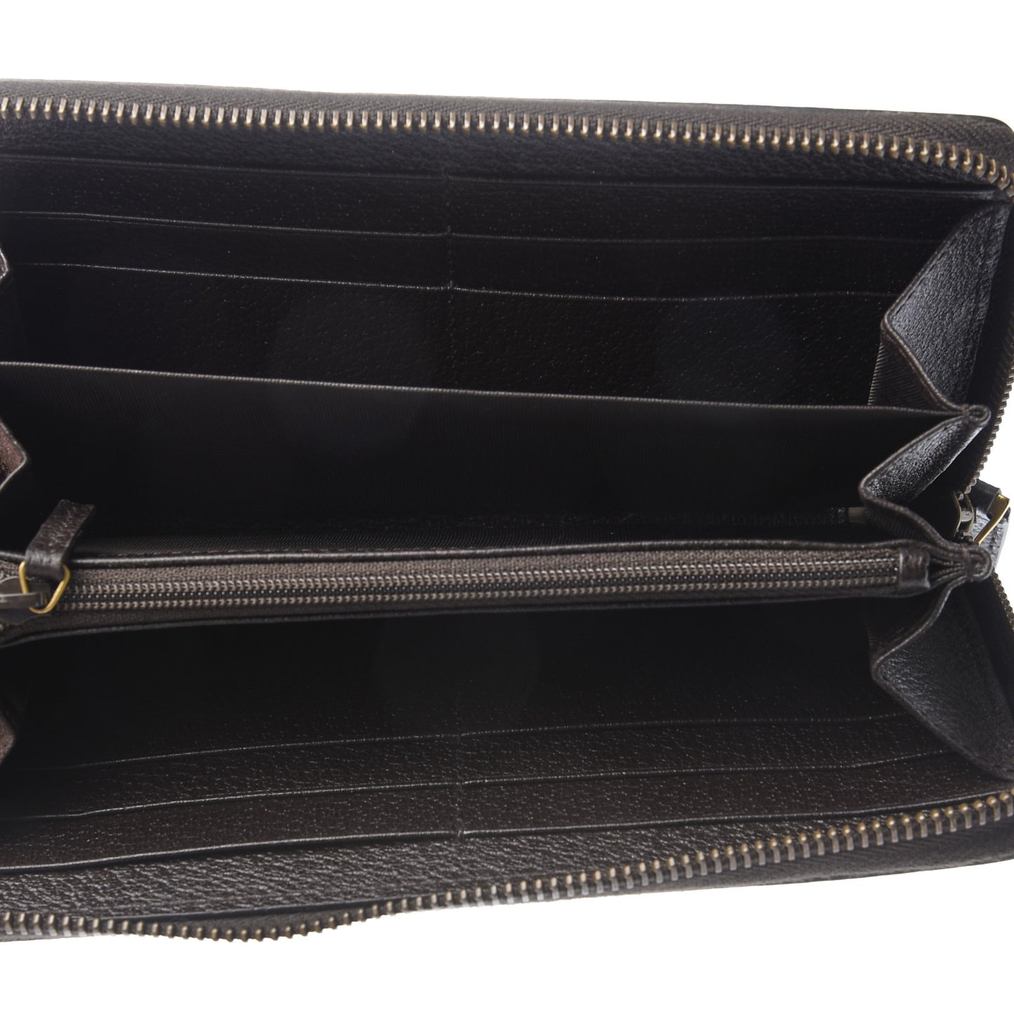 Dollar Calfskin Boar Effect GG Marmont Zip Around Wallet Dark Cocoa