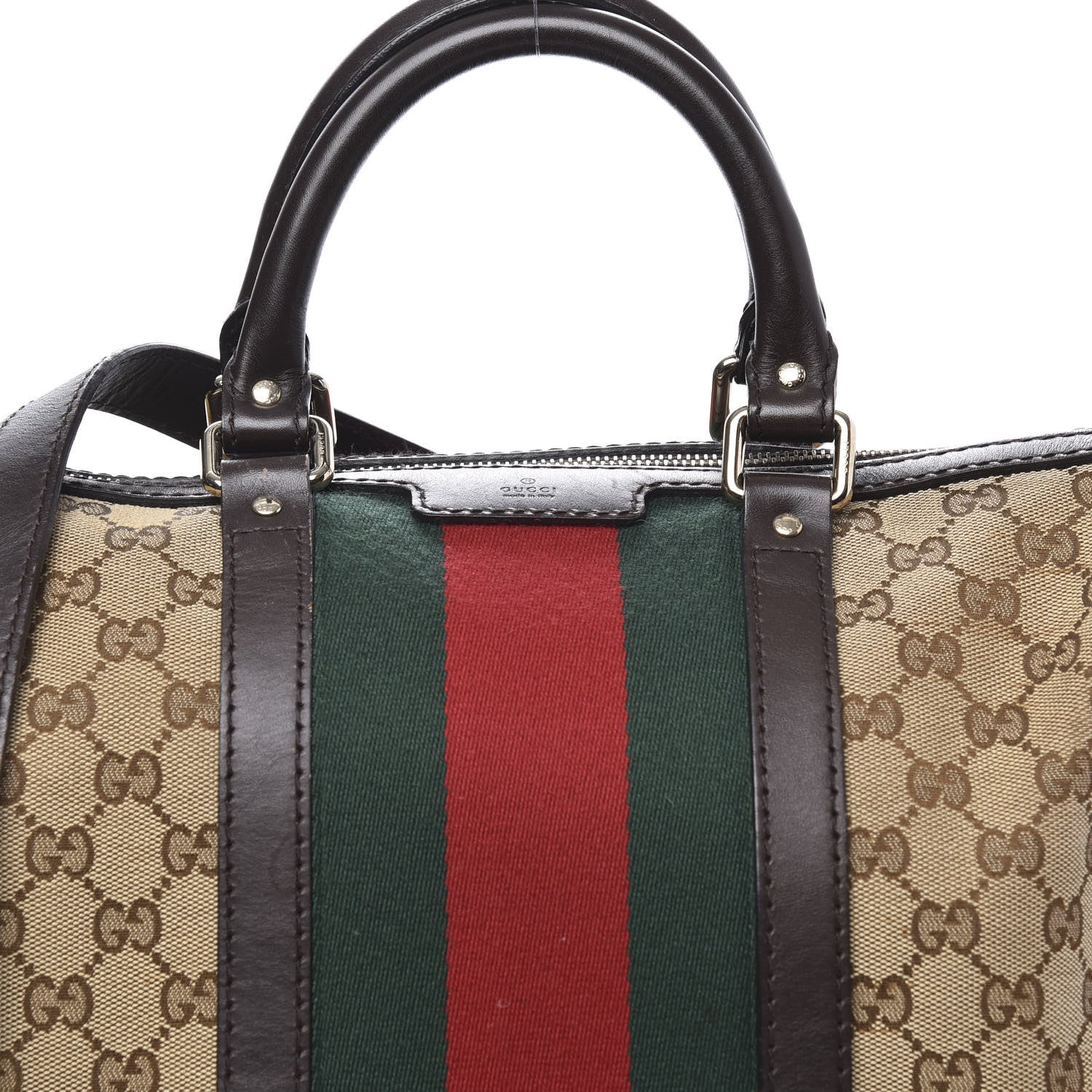 Gucci Monogram Vintage Web Medium Boston Dark Brown 13 of 13