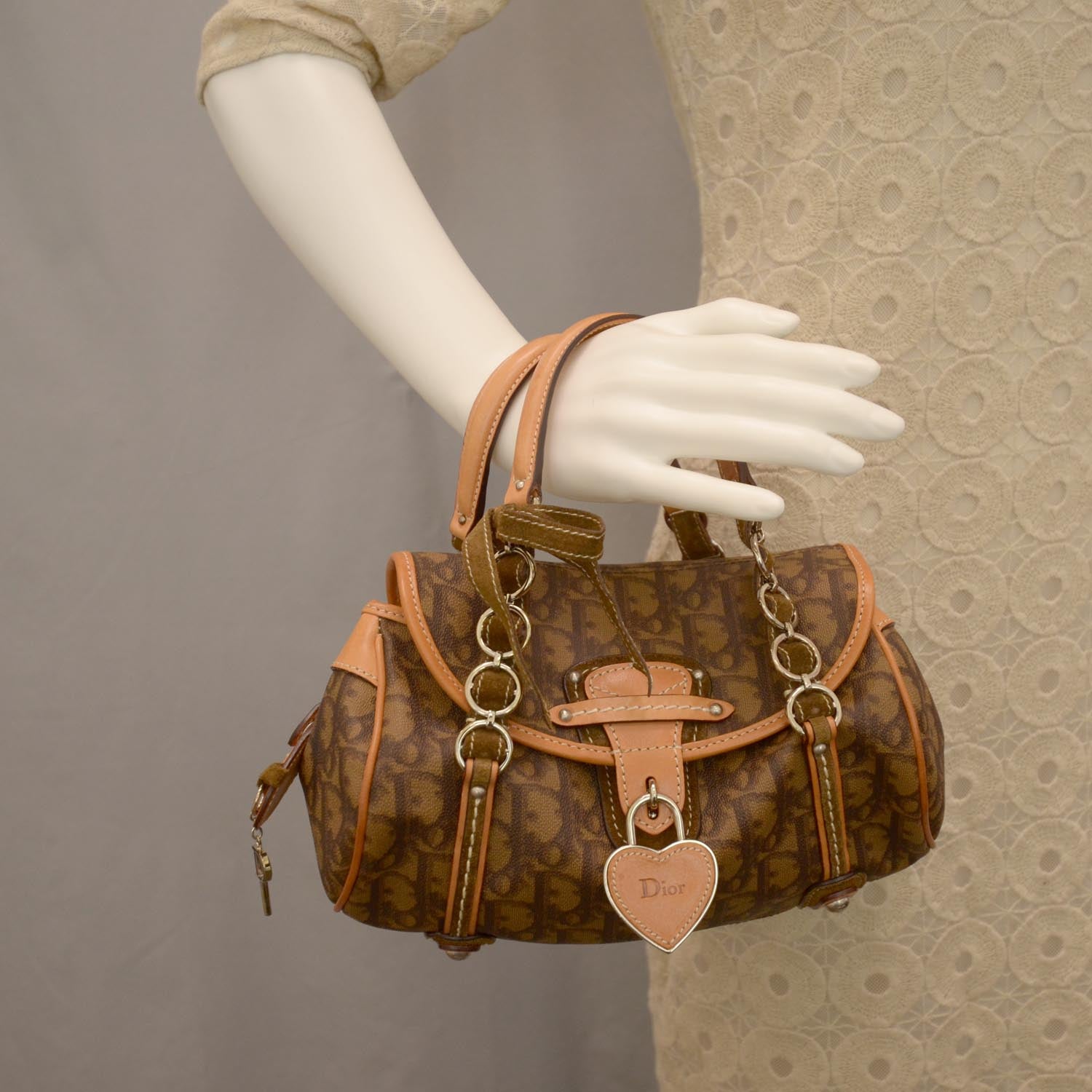 Christian Dior Monogram Romantique Trotter Flap Bag Brown 2 of 8
