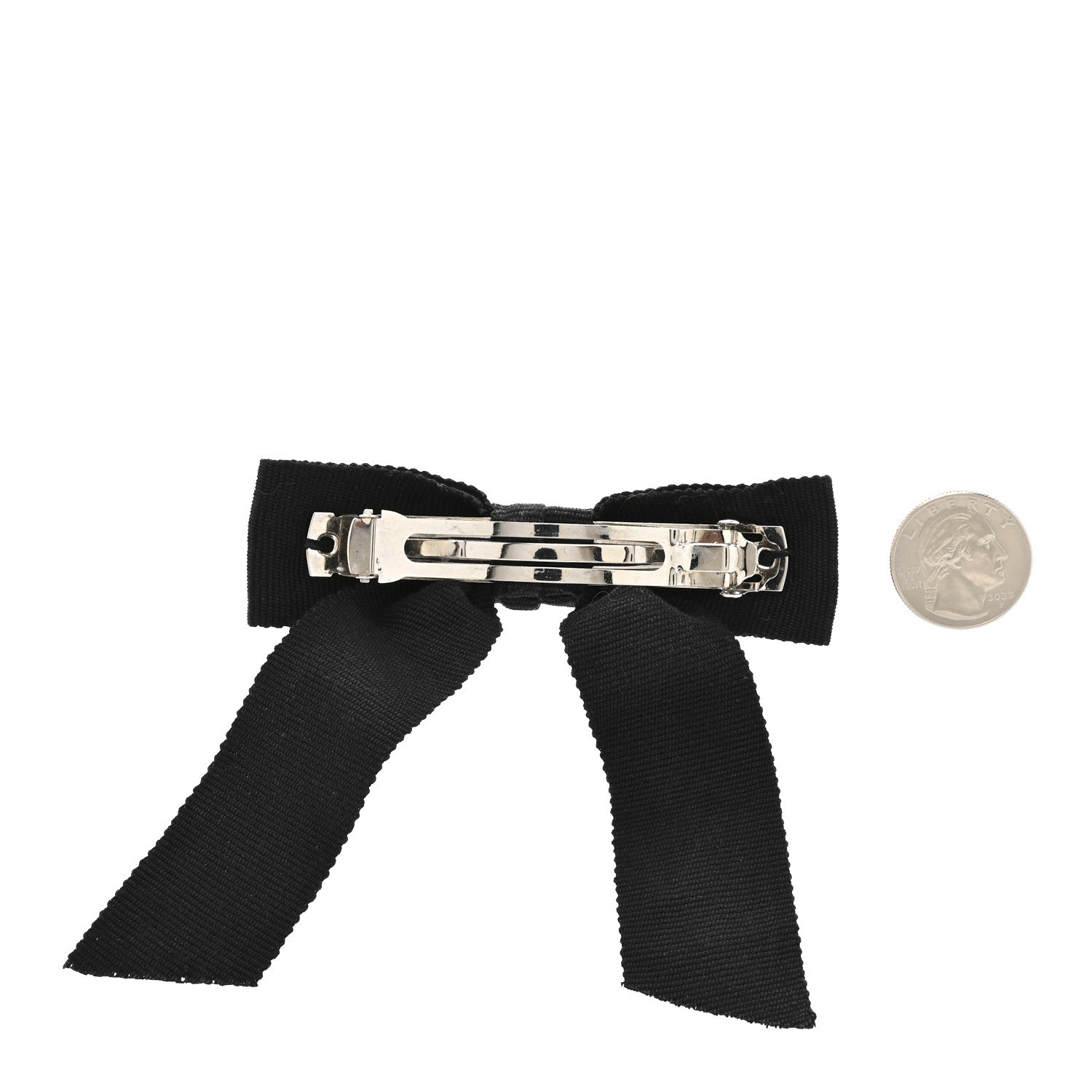 Chanel Grosgrain Bow CC Hair Clip Black 2 of 3