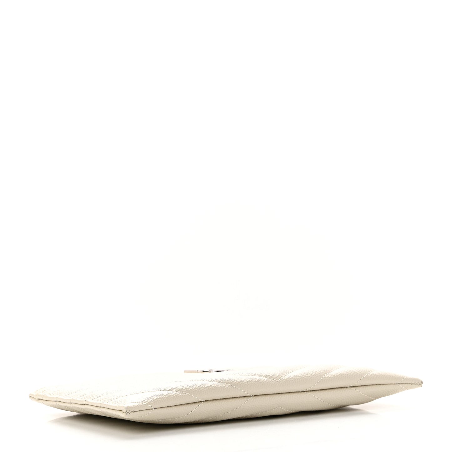 Grain De Poudre Matelasse Chevron Monogram Bill Pouch Blanc Vintage