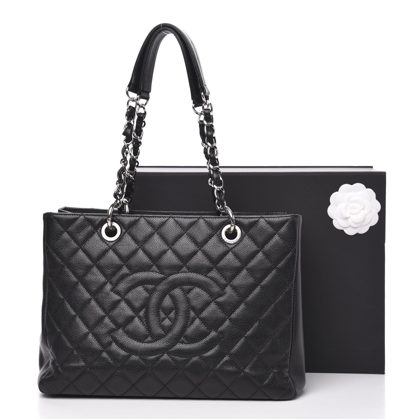 Caviar Quilted Grand Shopping Tote GST Black