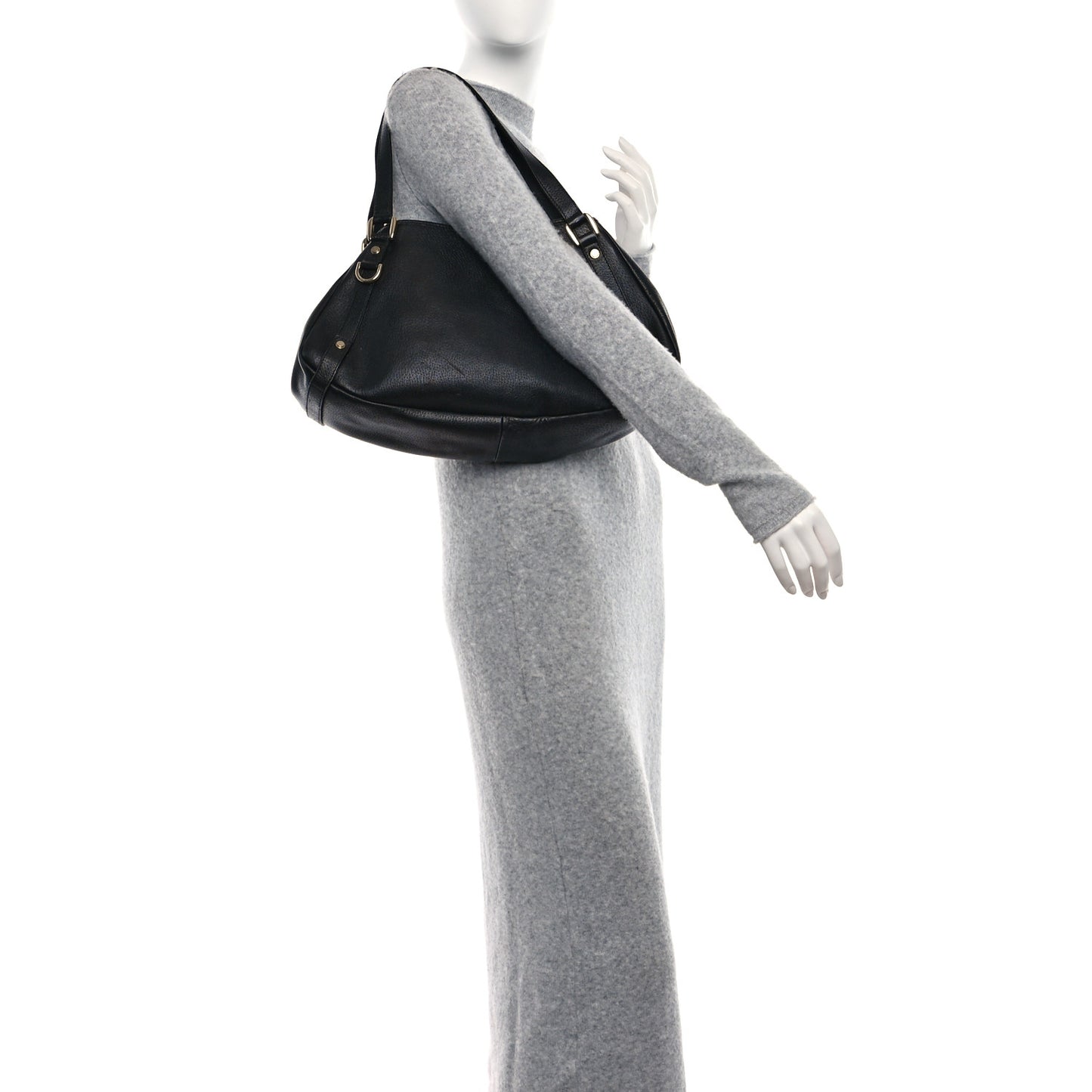 Calfskin Medium Abbey Shoulder Bag Black