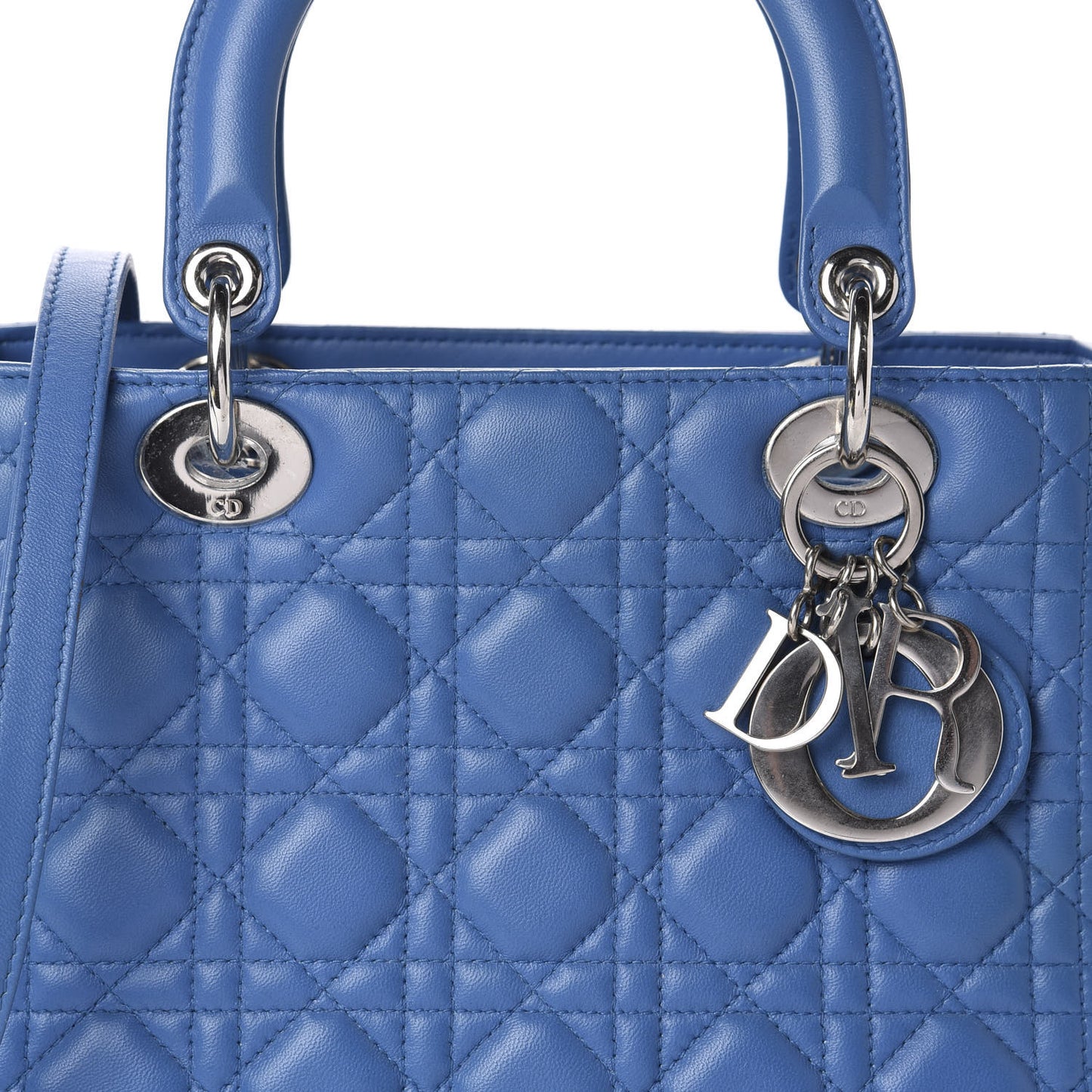 Lambskin Cannage Medium Lady Dior Blue Pastel