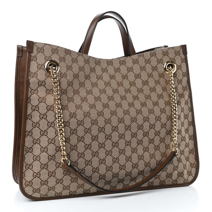 Gucci Monogram Calfskin Large Horsebit 1955 Tote Bag Beige Brown Sugar 3 of 9