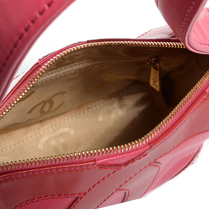 Chanel Lambskin CC Stitched Small Shoulder Bag Red Pink 6 of 11
