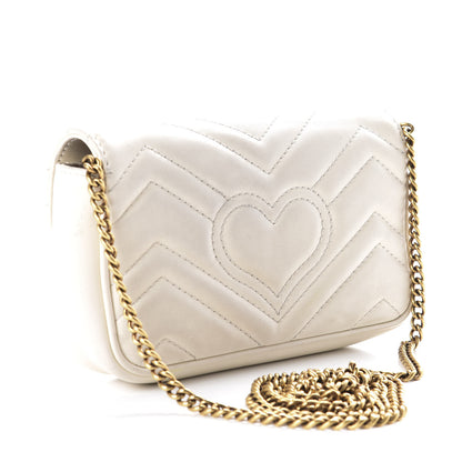 Gucci Calfskin Matelasse Super Mini GG Marmont Shoulder Bag White 3 of 9