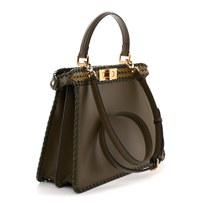 Fendi Vitello King Ceylon Shiny Nappa Woven Medium Peekaboo I SEE U Satchel Avocado Cedro Camaleonte 3 of 11