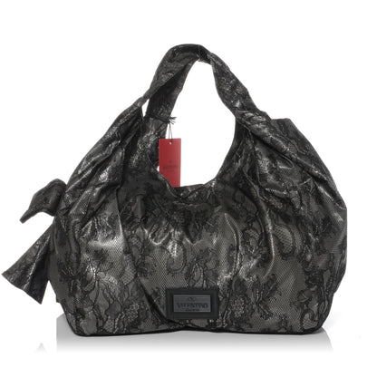 Valentino Garavani Day Lace Large Nuage Bow Hobo Black 1 of 7