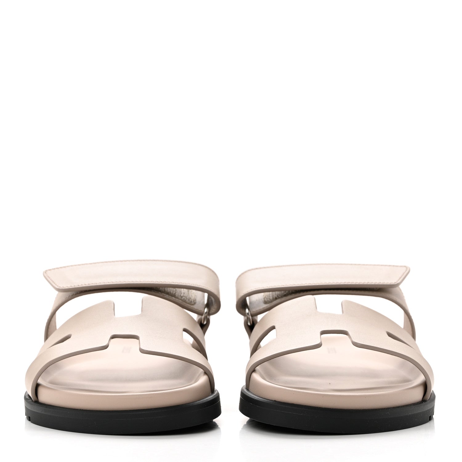 Hermes Calfskin Womens Chypre Sandals 37.5 Beige Mastic 2 of 9