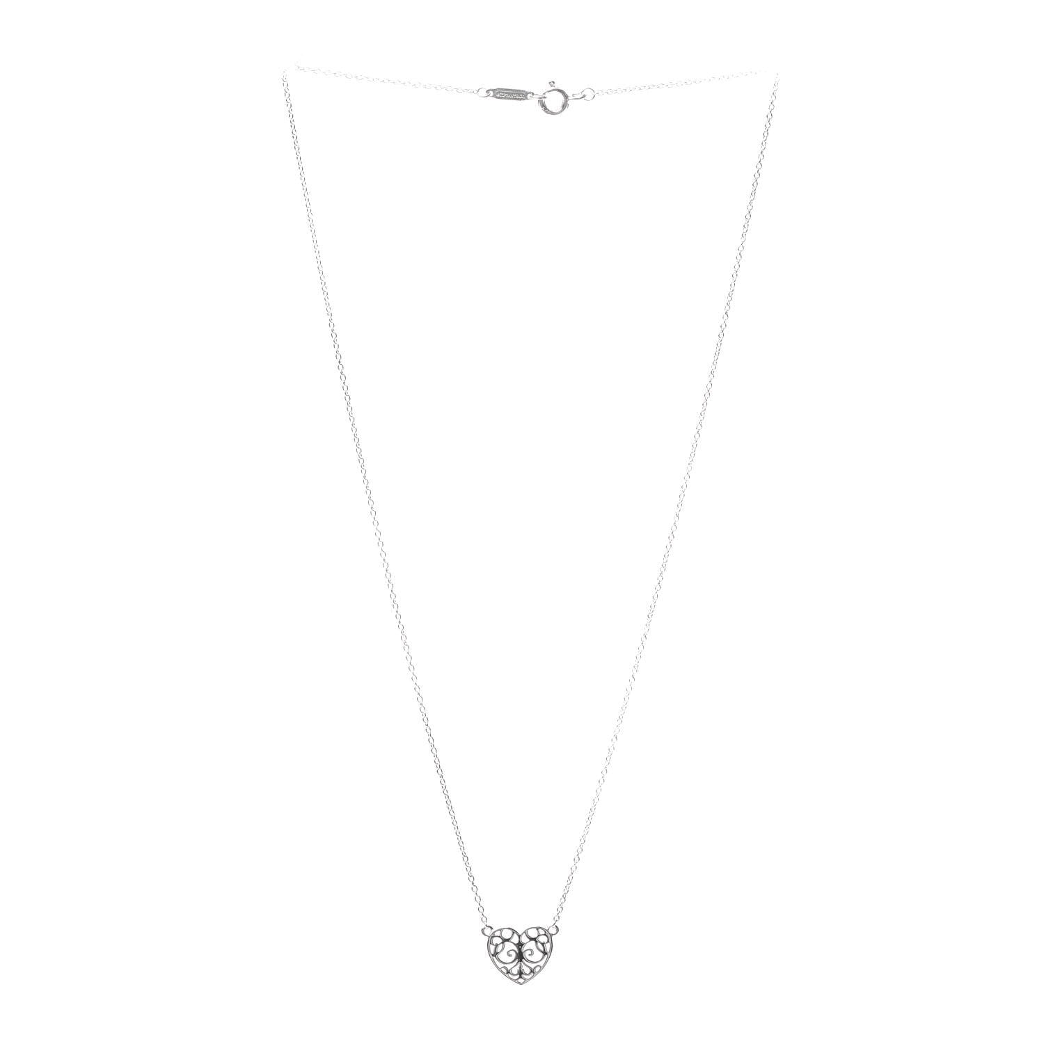 Tiffany Sterling Silver Small Enchant Heart Pendant Necklace 3 of 6