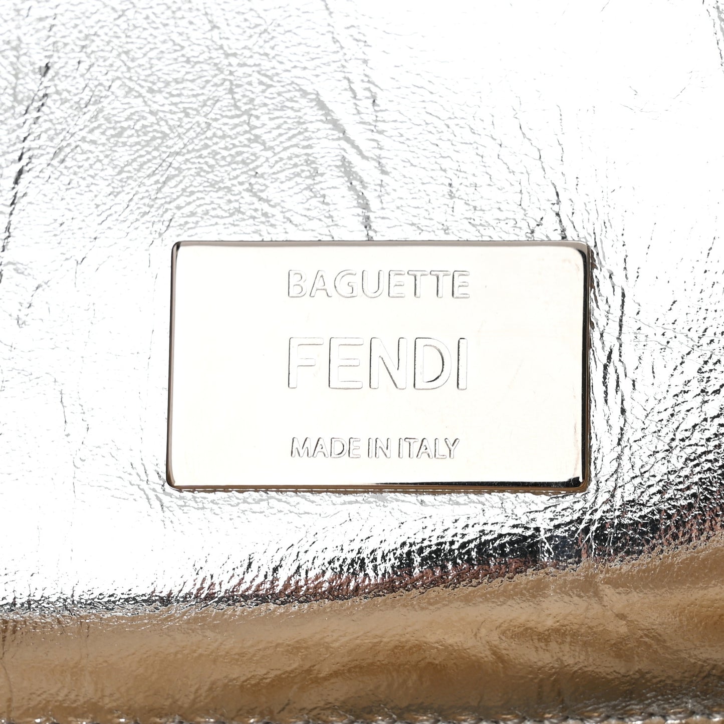 Craquele Lambskin Sheepskin Fur Baguette Argento