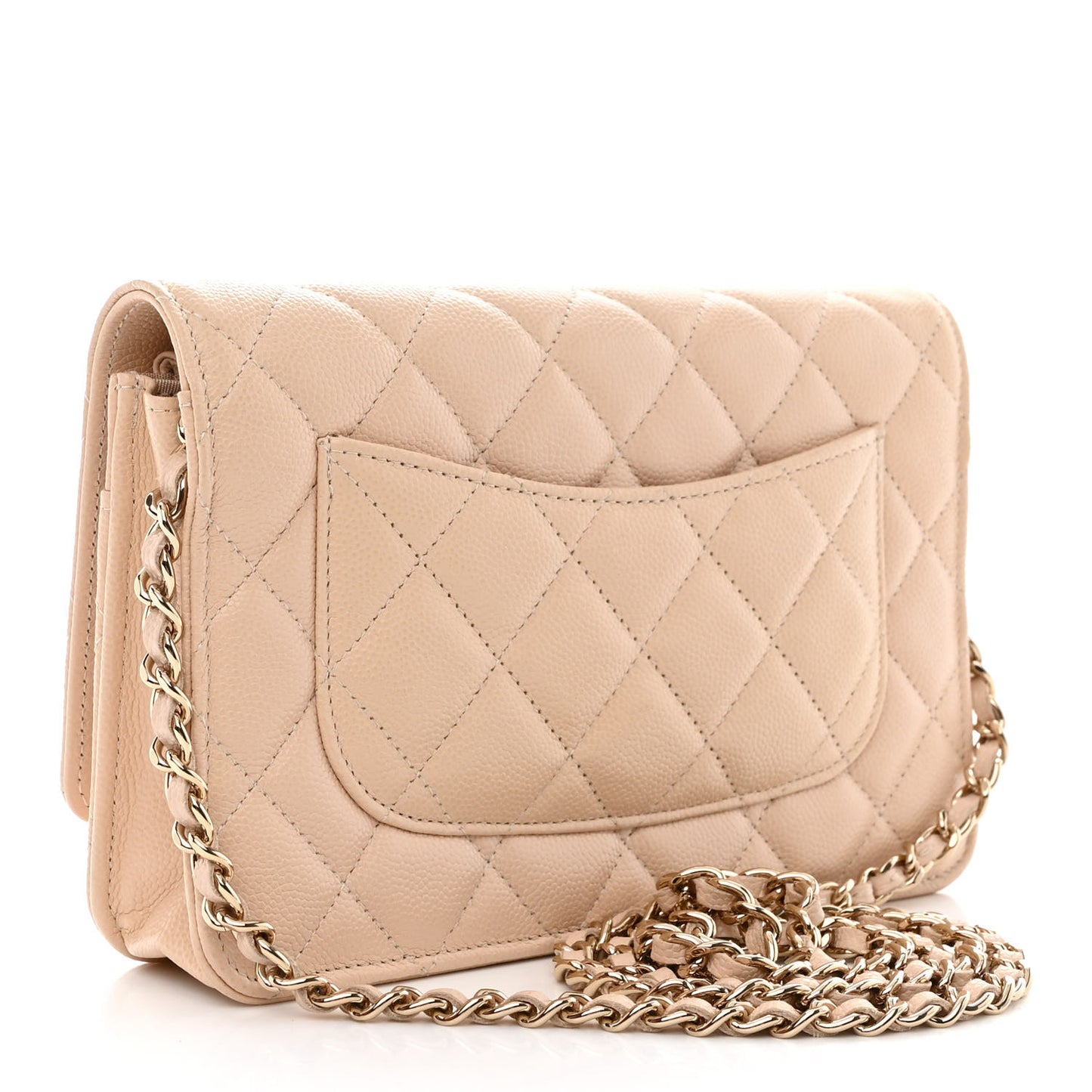 Caviar Quilted Coco Candy Wallet On Chain WOC Beige
