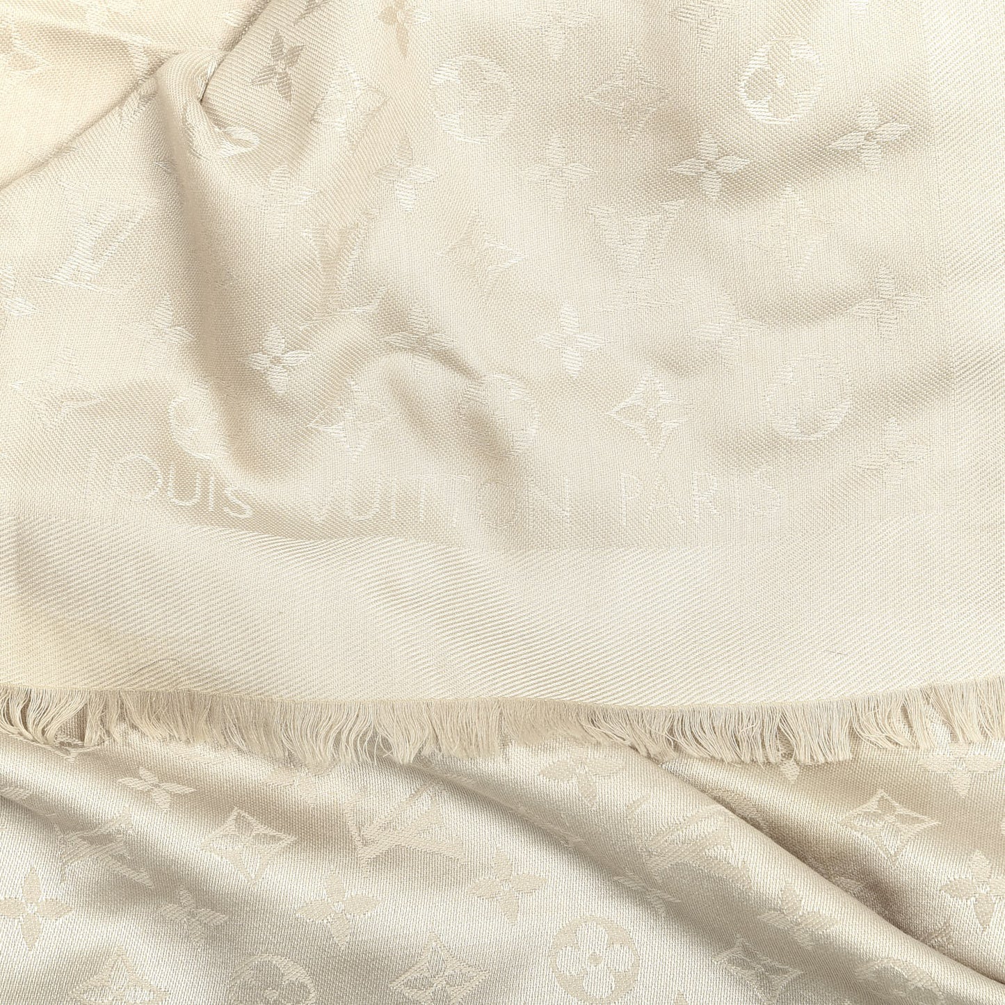 Silk Lurex Wool Monogram Shine Shawl Beige