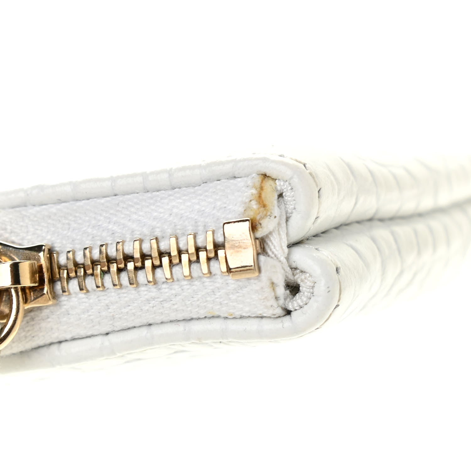 Chanel Calfskin Crocodile Embossed Cocodile Cosmetic Case White Gold 8 of 9