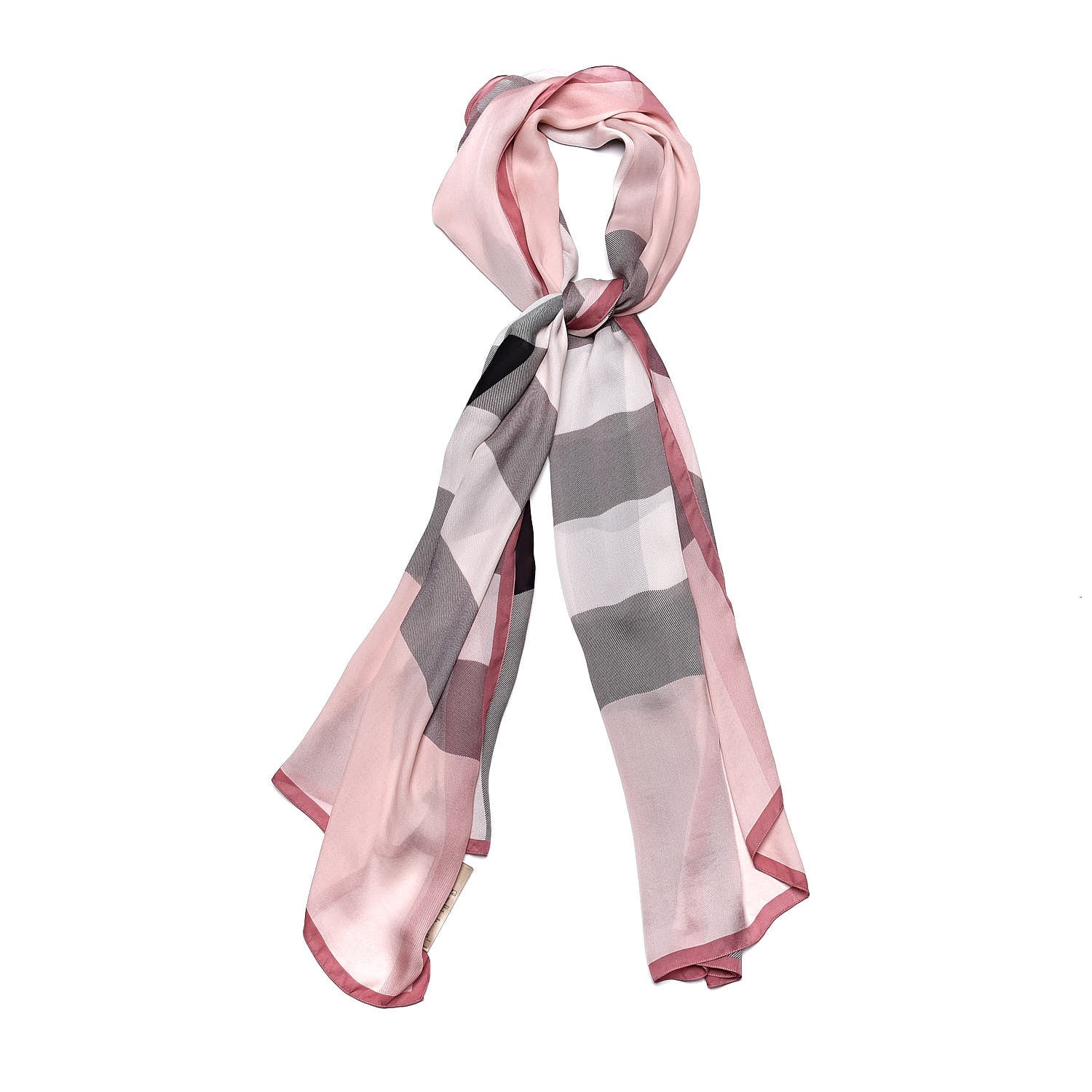 Burberry Silk Giant Check Scarf Pink 1 of 5