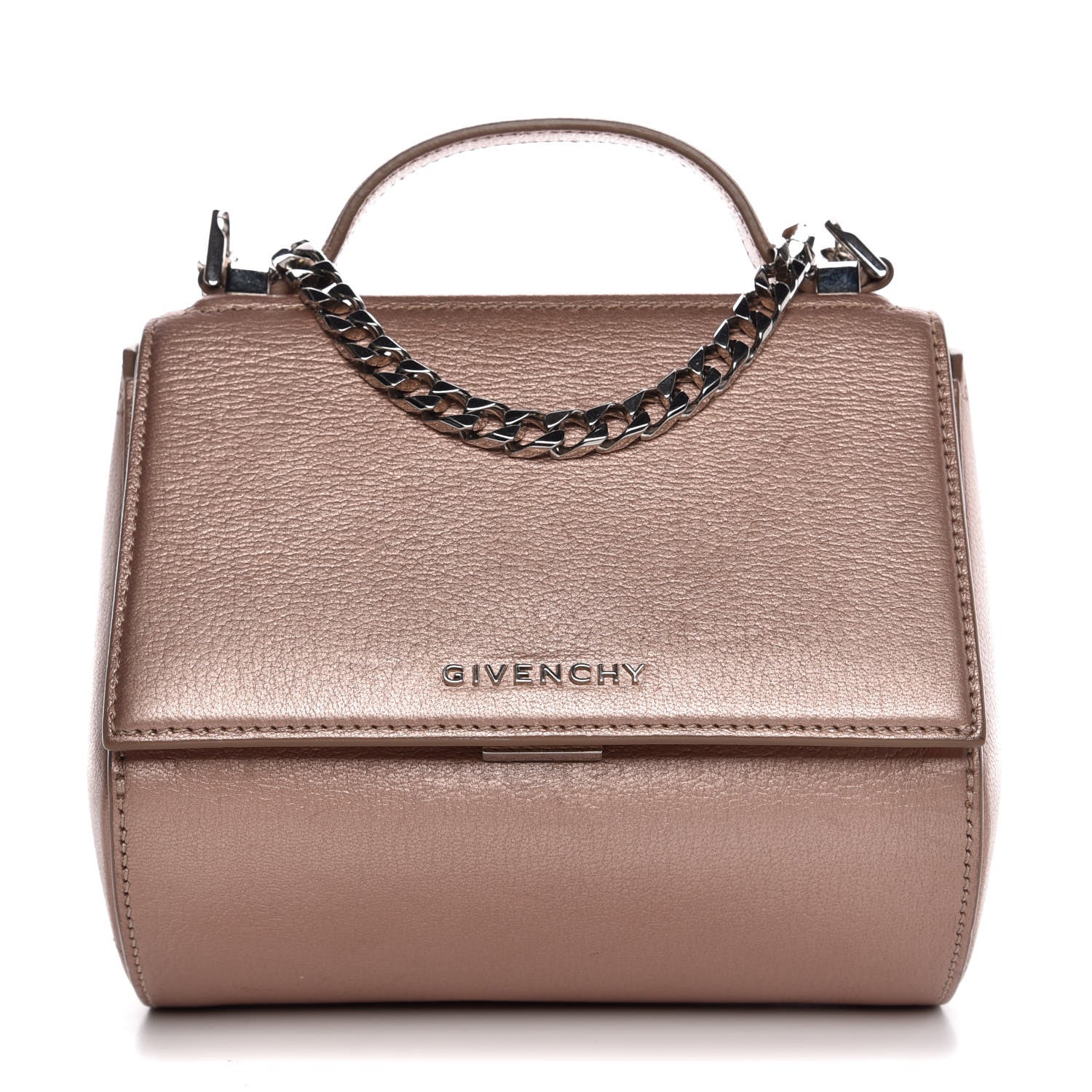 Givenchy Metallic Calfskin Mini Pandora Box Chain Crossbody Bag Light Pink 1 of 9