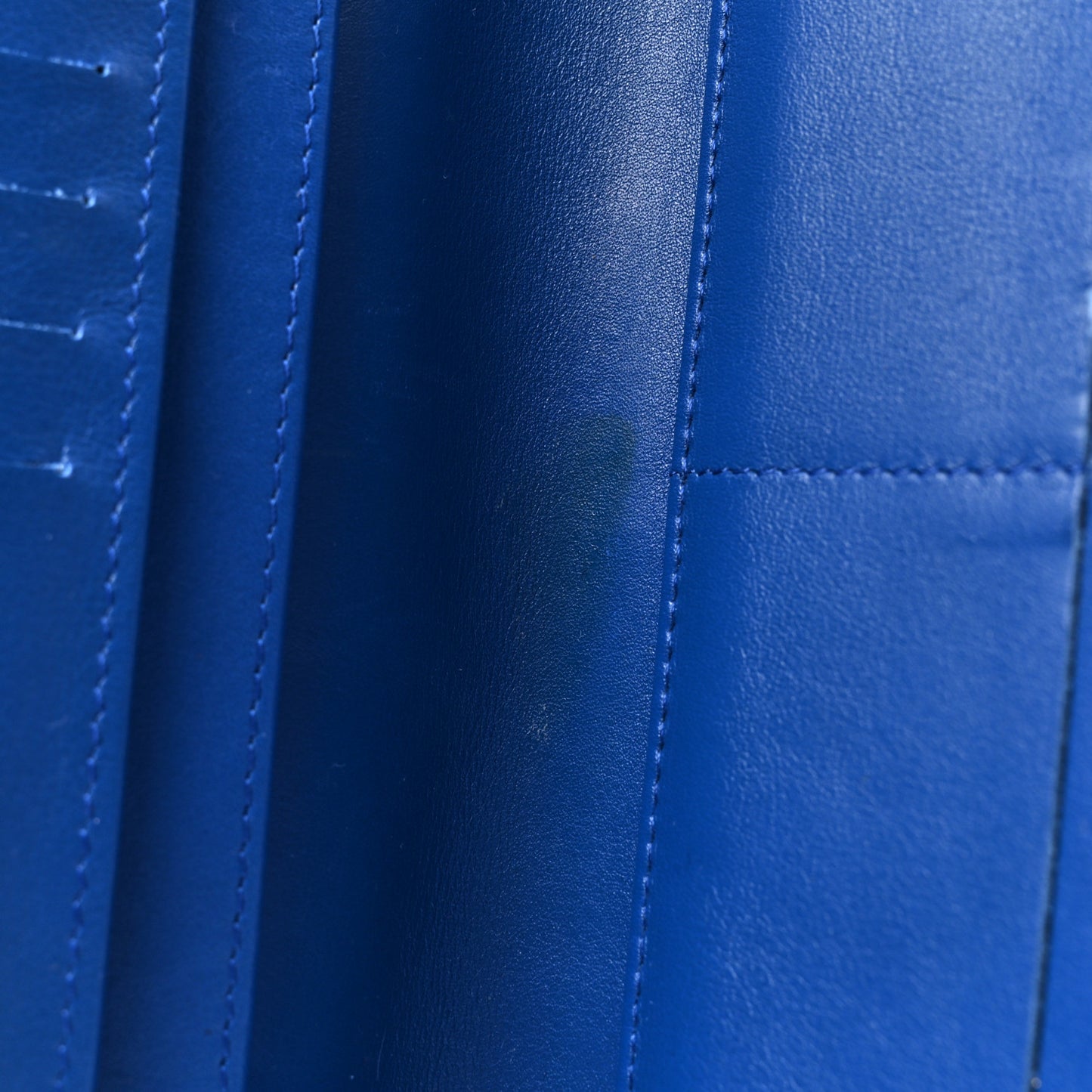 Patent Quilted Large Zip Around Organizer Wallet Blue