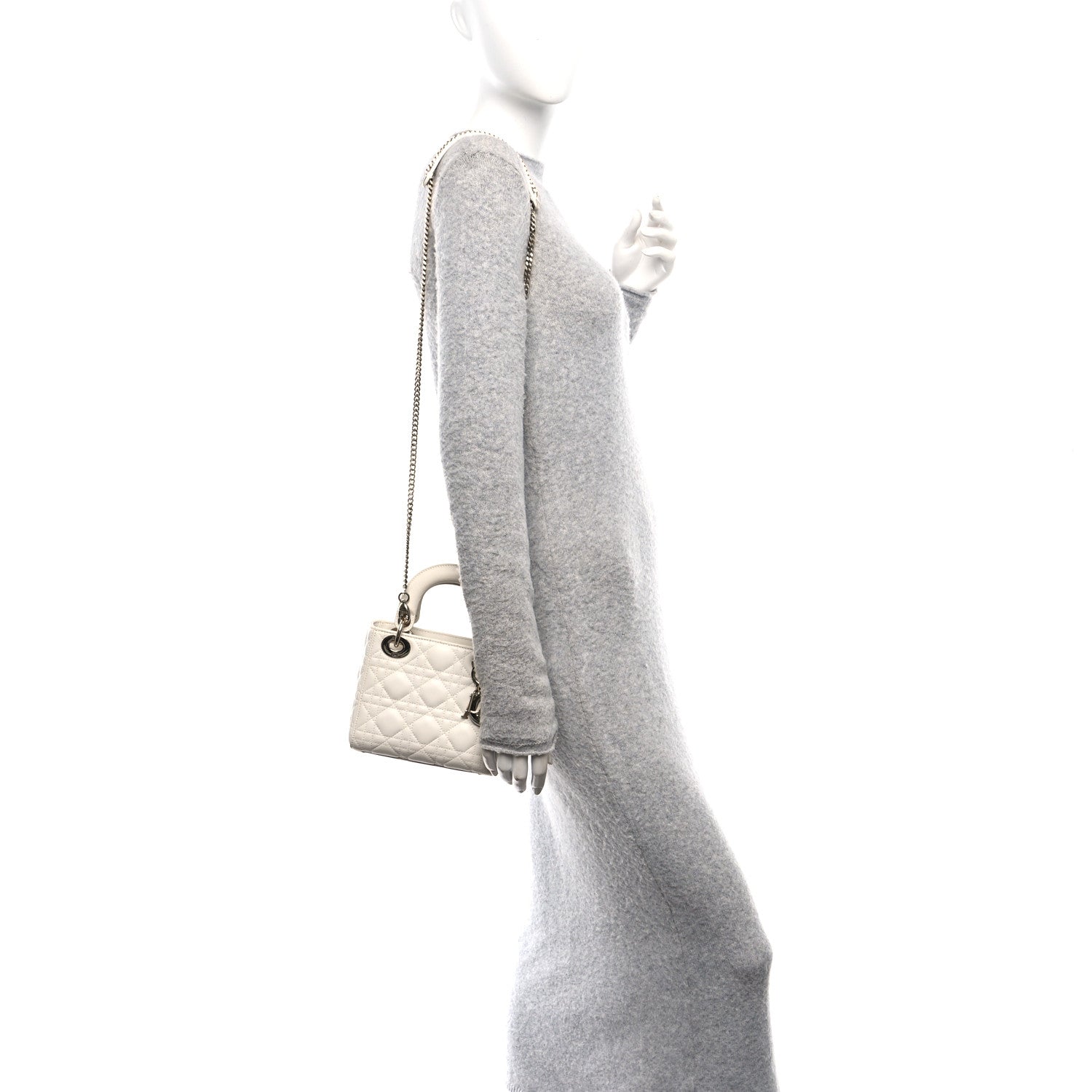 Christian Dior Lambskin Cannage Mini Lady Dior White 2 of 16