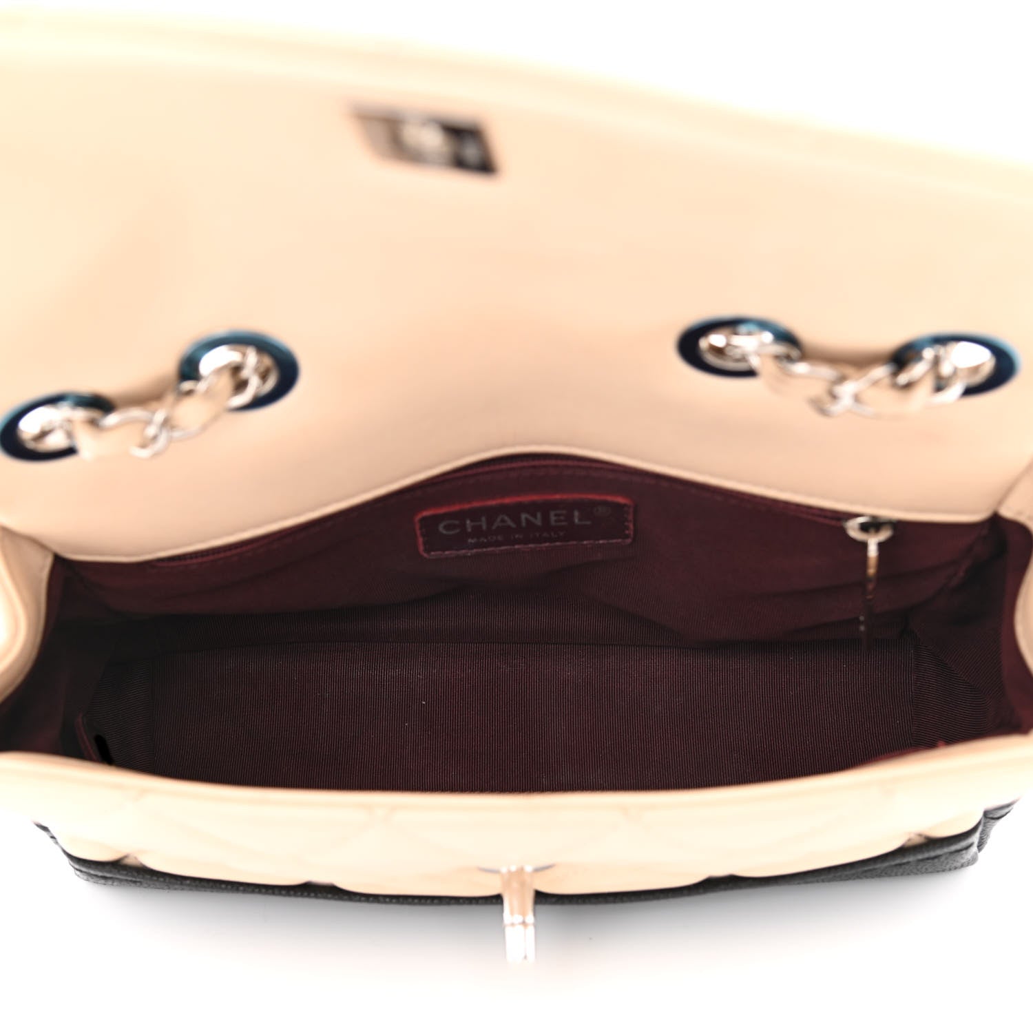 Chanel Calfskin Quilted Flap Beige Black 5 of 12