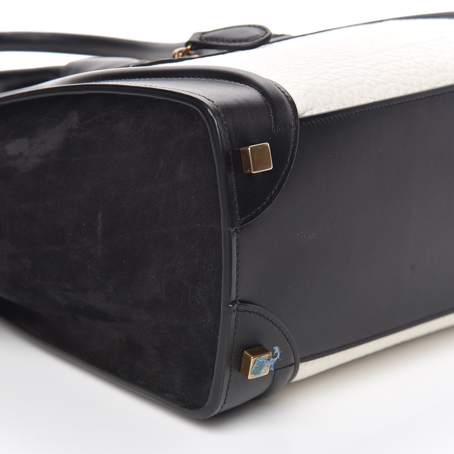 Celine Bullhide Calfskin Micro Bi-Color Luggage Black White 8 of 9