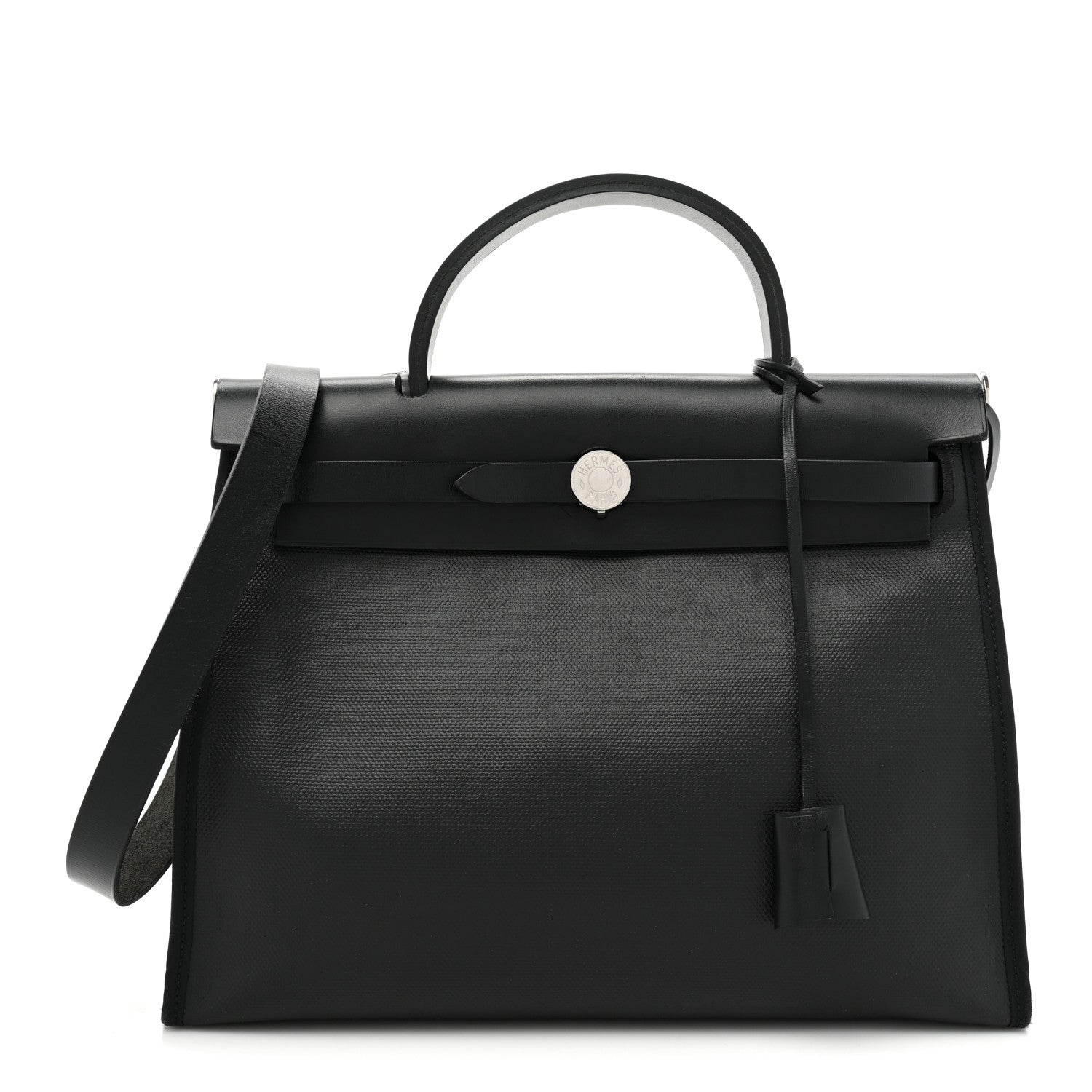 Hermes Toile H Berline Vache Hunter Herbag Zip PM 31 Black Ecru 1 of 10