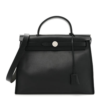 Hermes Toile H Berline Vache Hunter Herbag Zip PM 31 Black Ecru 1 of 10
