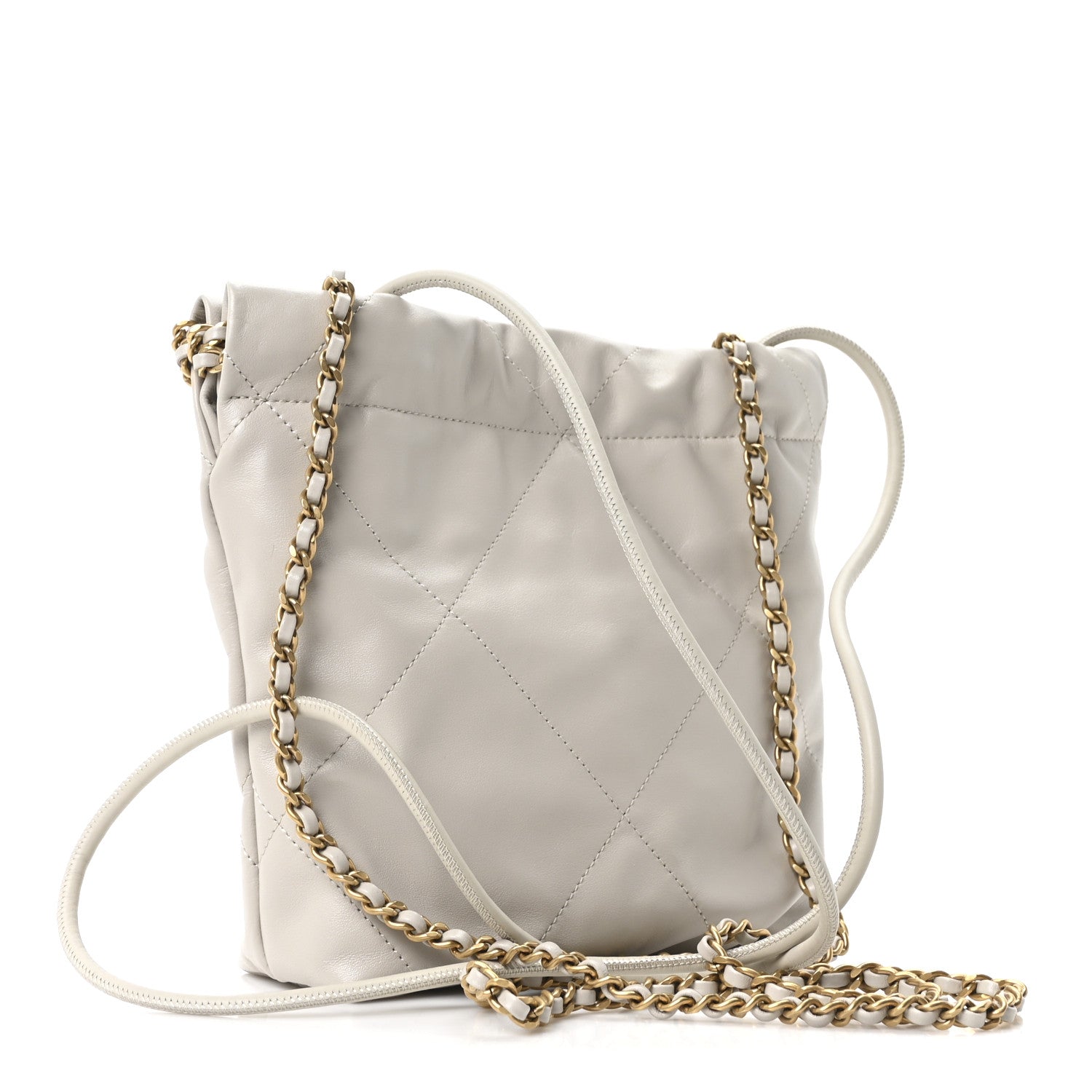 Chanel Shiny Calfskin Quilted Mini Chanel 22 Light Grey 3 of 11