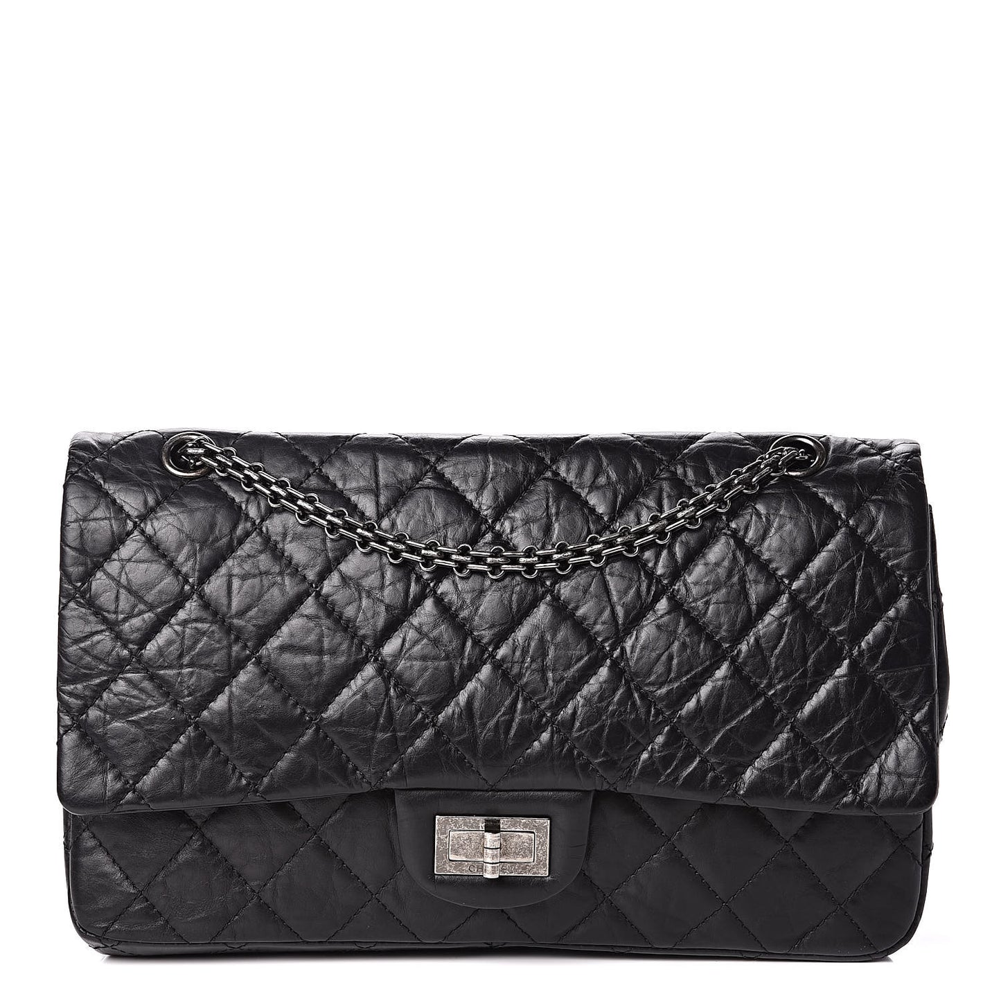 Aged Calfskin Quilted 2.55 Reissue 227 Flap Black