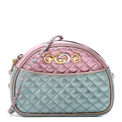 Gucci Laminated Nappa Trapuntata Mini Zumi Dome Shoulder Bag Rosa Lago Rame 1 of 10