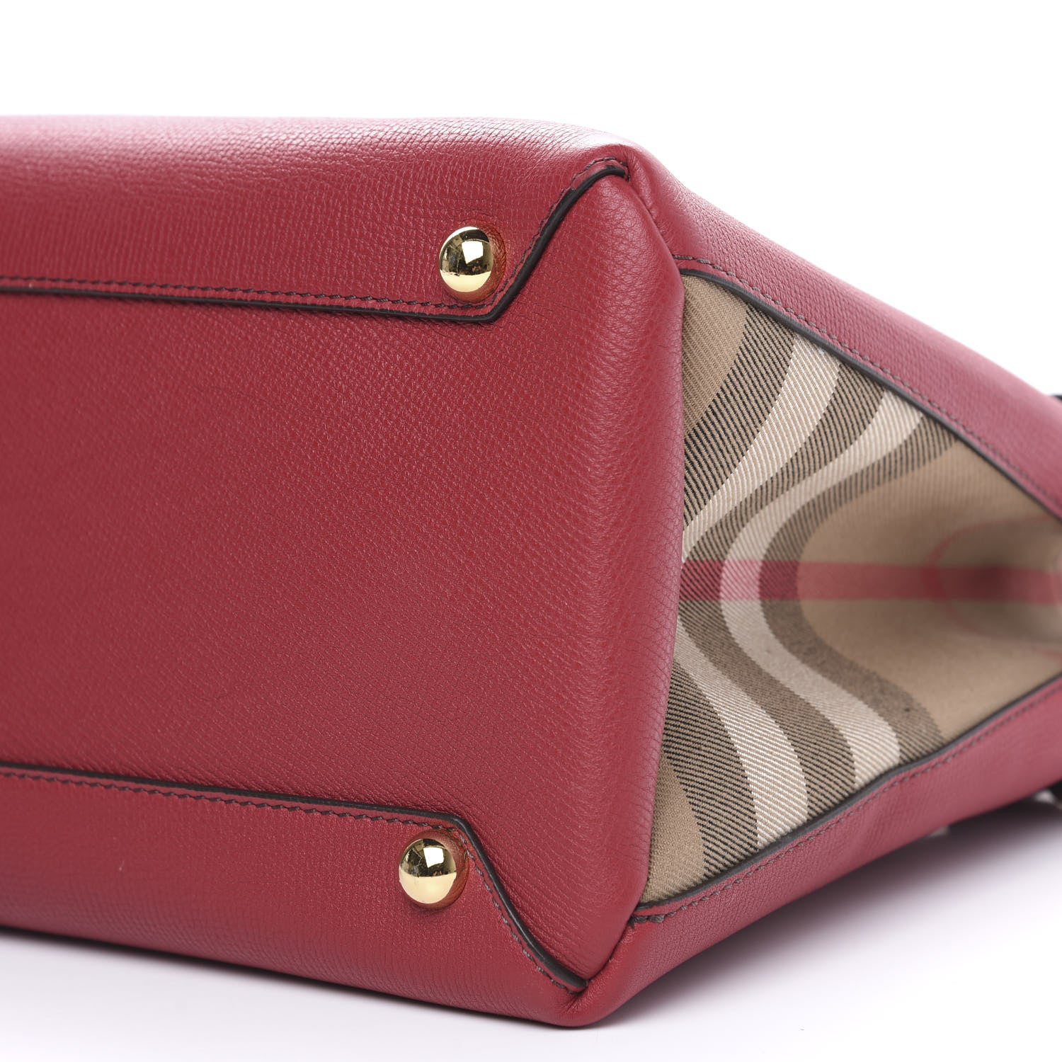 Burberry Grainy Calfskin House Check Medium Banner Tote Russet Red 11 of 11